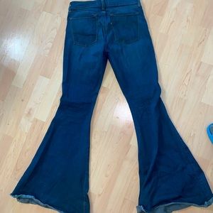 Free People Blue Denim Flare Leg Jeans